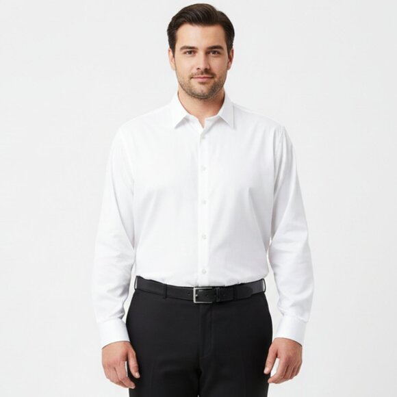 Halston Men's White Long Sleeve Cotton  Button Up Shirt XL NEW - Picture 1 of 5